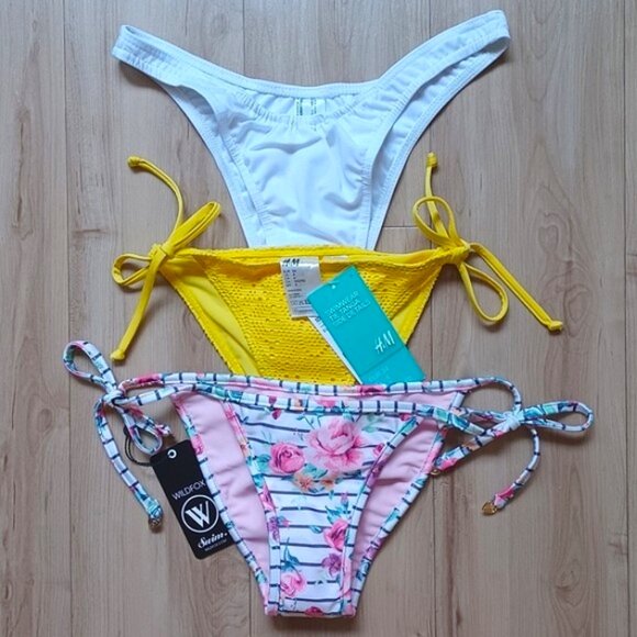 Bikini Bottoms Bundle 3 NWT S/4/6 Wildfox H&M Collusion - Picture 1 of 7